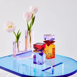 Clearance Arched Acrylic Side Table Blue Furniture