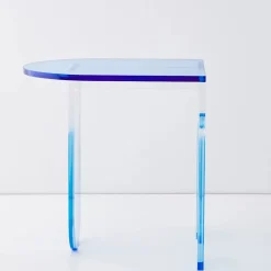 Clearance Arched Acrylic Side Table Blue Furniture