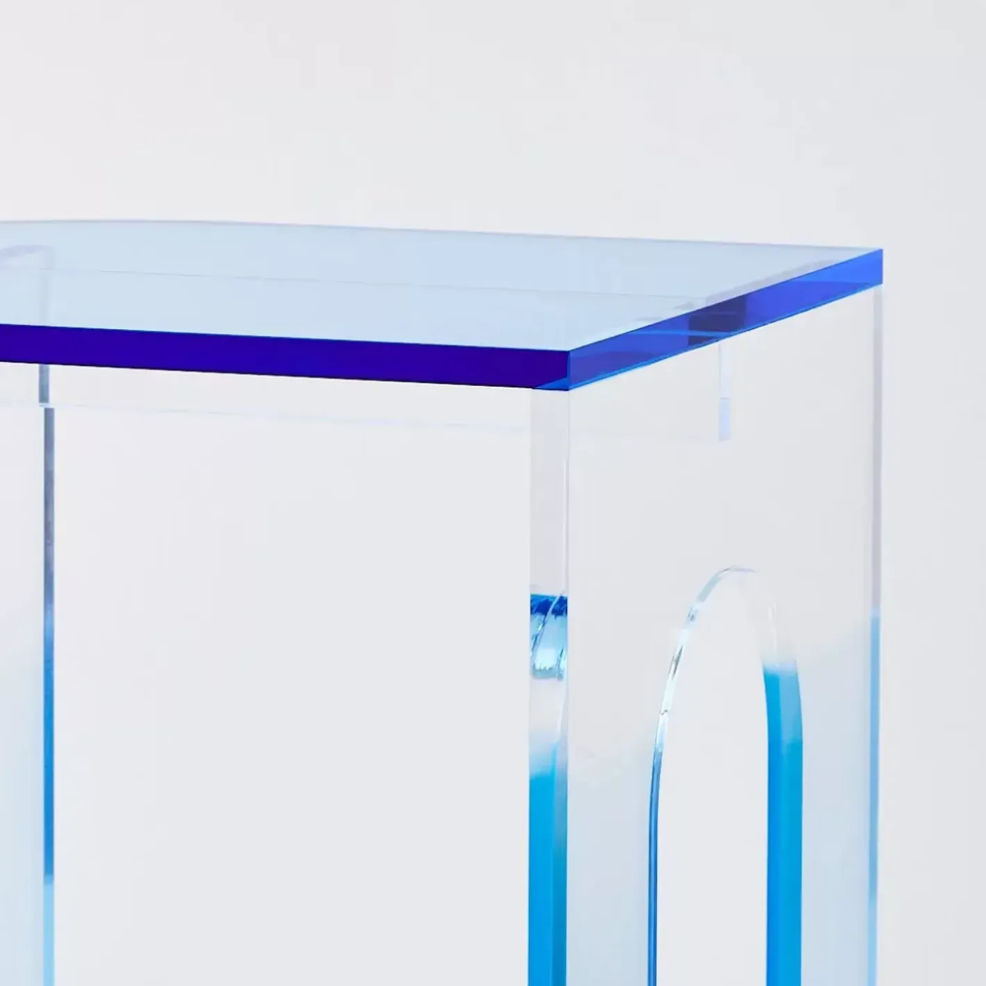 Clearance Arched Acrylic Side Table Blue Furniture