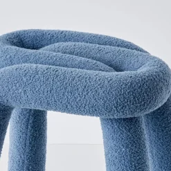 Outlet Berber Stool Boucle Blue Furniture