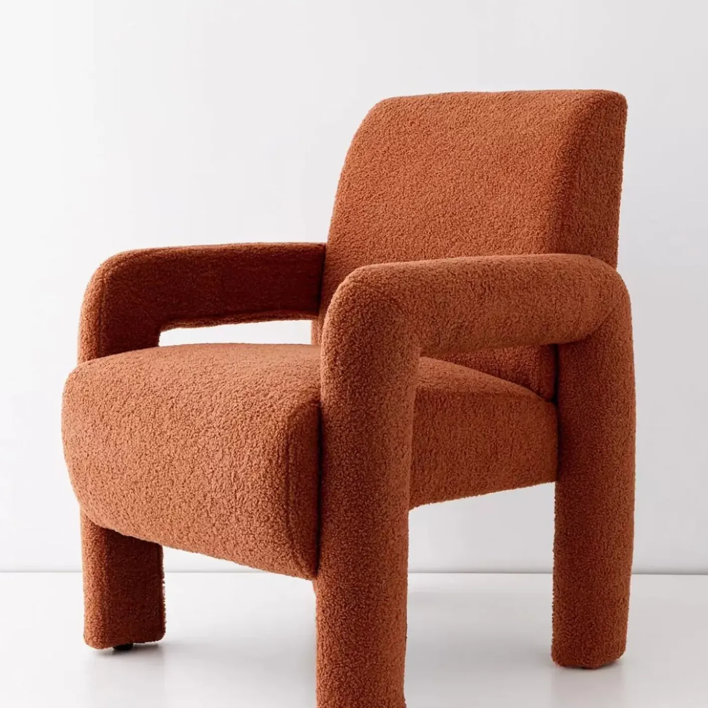 Sale Boucle Accent Chair Terracotta Furniture