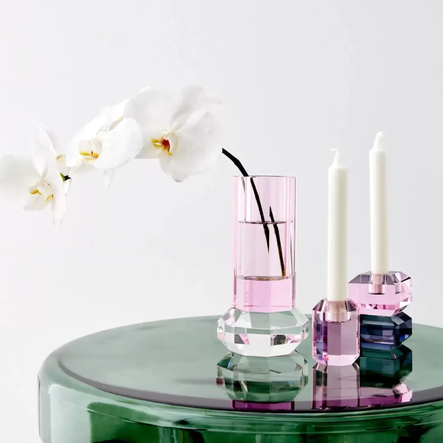 Online Briolette Crystal Taper Candle Holder Pink Candle Holders