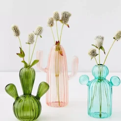 Outlet Cactus Medium Coloured Glass Vase Teal Vases