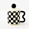 Outlet Check Ceramic Mug Black/White Mugs & Teacups