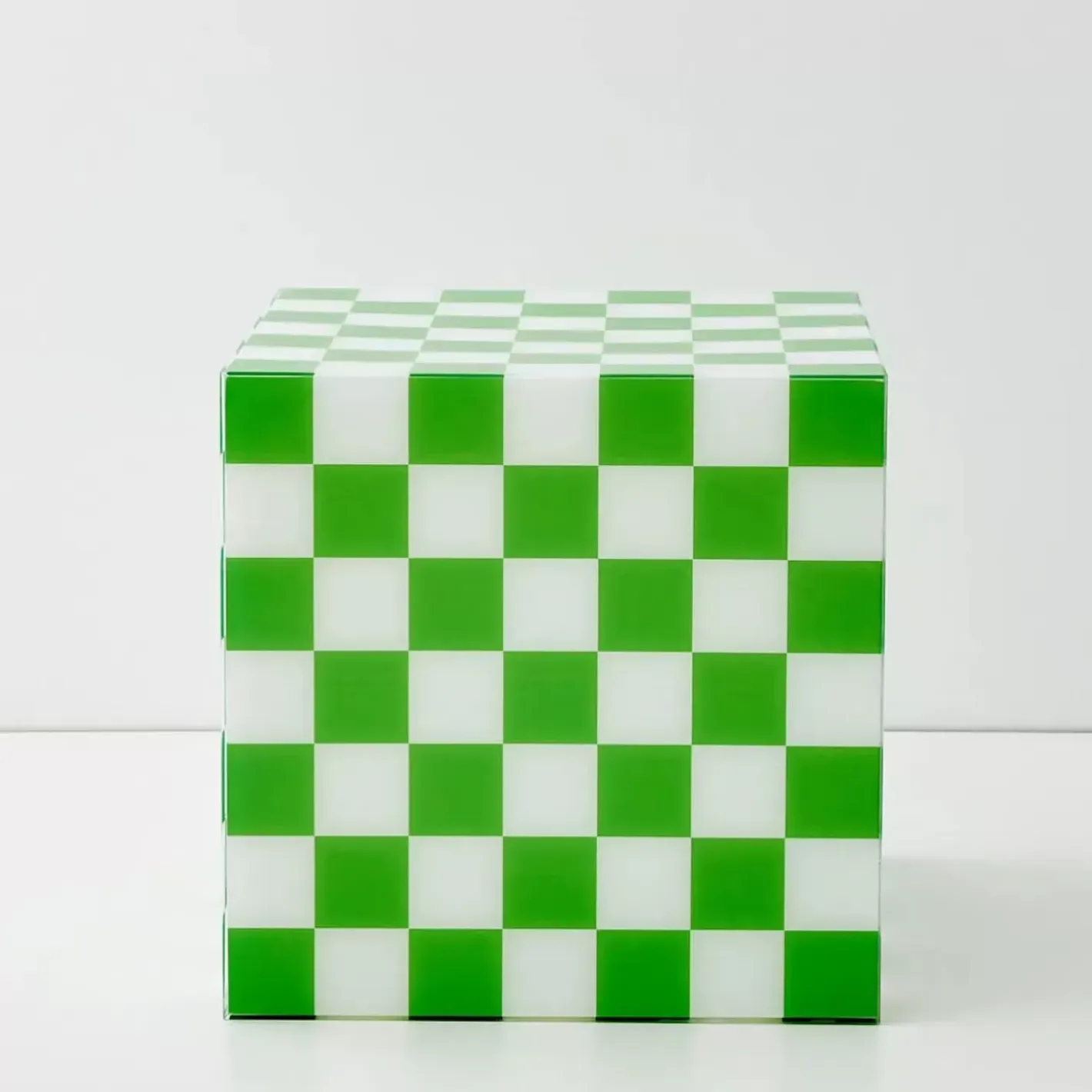 Clearance Checkerboard Acrylic Side Table Green Furniture