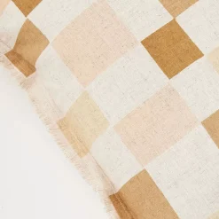 Online Checkered Fringed Cushion With Insert Beige Cushions & Throws