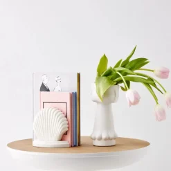 Discount Clam Marble Bookends White Decorative Objects & Trays