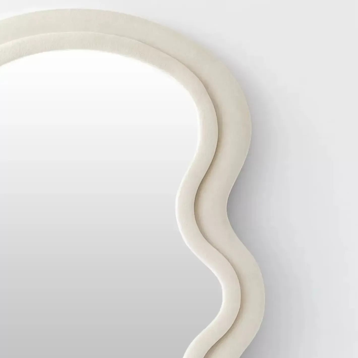 Hot Curvy Wavy Velvet Full Length Mirror Off White Mirrors