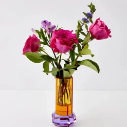 Discount Cushion Crystal Cut Coloured Vase Amber Vases