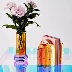 Discount Cushion Crystal Cut Coloured Vase Amber Vases
