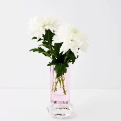 Outlet Cushion Crystal Cut Coloured Vase Pink Vases