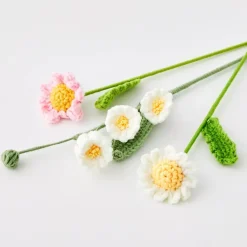 Daffodil Hand Knitted Crochet Flower Pink Vases