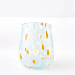 Clearance Dotted Glass Tumbler Blue/Orange Drinkware