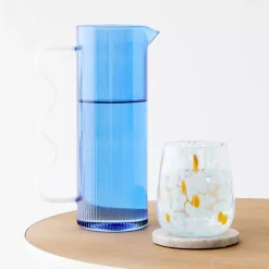 Clearance Dotted Glass Tumbler Blue/Orange Drinkware