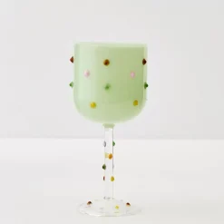 Dotted Wine Glass Green Wine Glasses