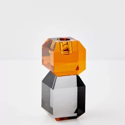 Best Edgy Crystal Taper Candle Holder Amber Smoke Candle Holders