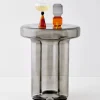 Discount Glass Side Table Grey Furniture