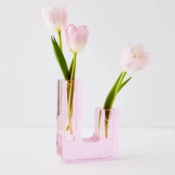 Infinity Crystal Cut Coloured Vase Pink Vases