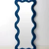 Sale Kinked Wavy Velvet Full Length Mirror Blue Mirrors