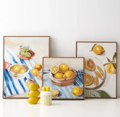 Discount Lemon Bowl Framed Canvas Oil Painting Wall Art