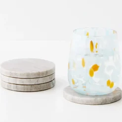 Best Marble Coasters 4 Pack Beige Tableware