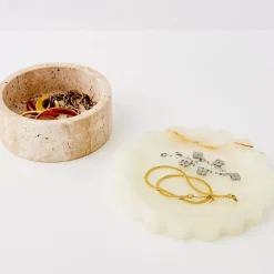 Discount Marble Scallop Decorative Tray Beige Decorative Objects & Trays