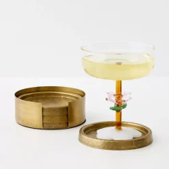 Best Metal Coasters 4 Pack Gold Tableware