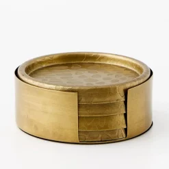 Best Metal Coasters 4 Pack Gold Tableware