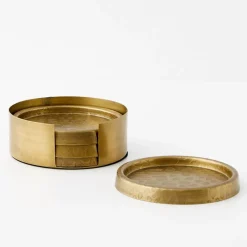 Best Metal Coasters 4 Pack Gold Tableware