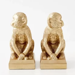 Hot Monkey Resin Bookend Duo Gold Decorative Objects & Trays