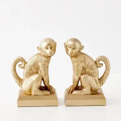 Hot Monkey Resin Bookend Duo Gold Decorative Objects & Trays