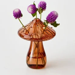 Outlet Mushroom Coloured Glass Vase Amber Vases