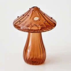 Outlet Mushroom Coloured Glass Vase Amber Vases