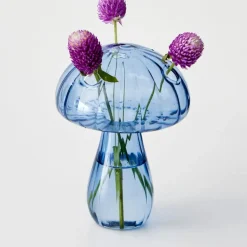 New Mushroom Coloured Glass Vase Blue Vases