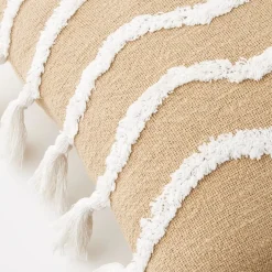 New Newport Cotton Cushion With Insert Natural/White Cushions & Throws