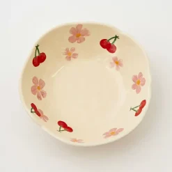 Clearance Painted Cherry Ceramic Bowl Red Tableware
