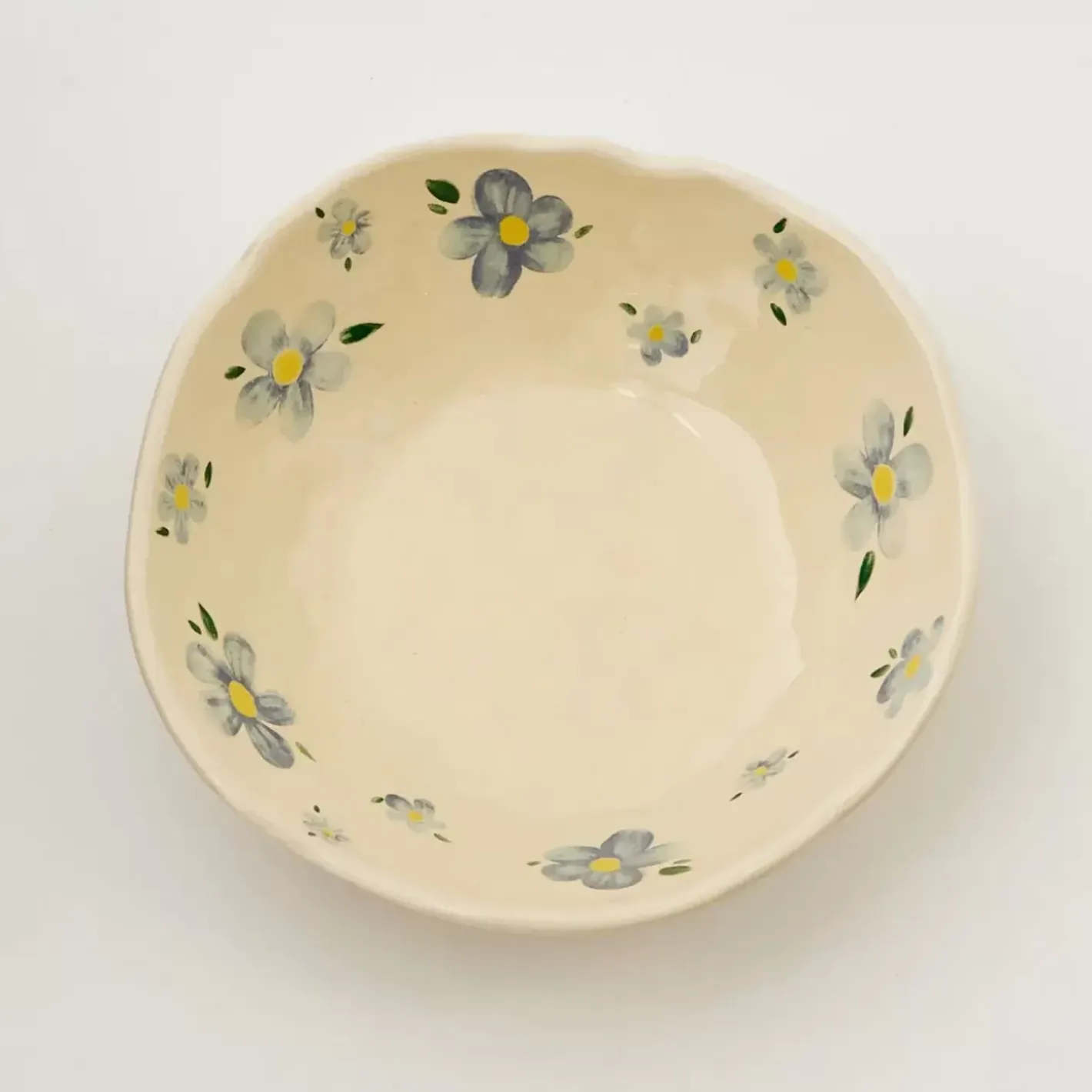 Online Painted Daisy Ceramic Bowl Blue Tableware