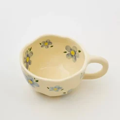 Sale Painted Daisy Ceramic Mug Blue Mugs & Teacups