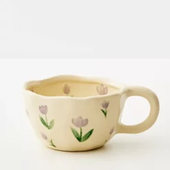 Online Painted Tulip Ceramic Mug Purple Mugs & Teacups