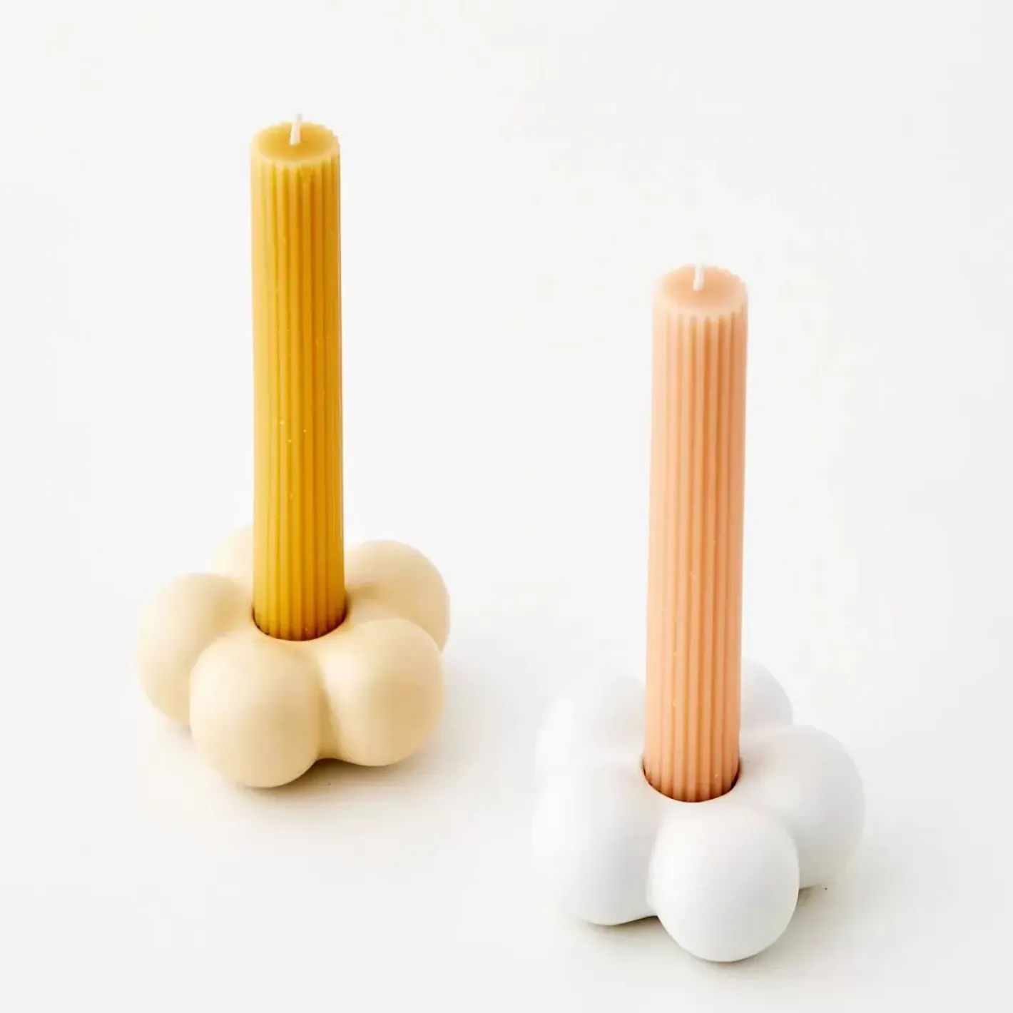 Clearance Petal Ceramic Taper Candle Holder Yellow Candle Holders