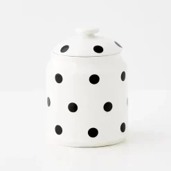 Polka Dot Ceramic Canister White Kitchen Accessories
