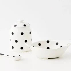 Polka Dot Ceramic Canister White Kitchen Accessories