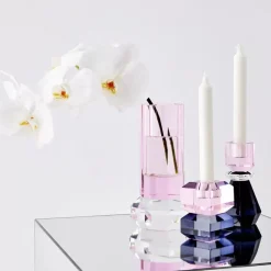 Queen Crystal Taper Candle Holder Black Pink Candle Holders