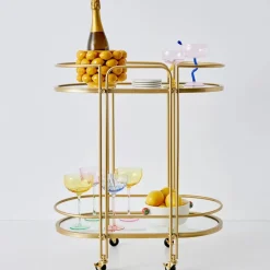 Online Retro Two-Tier Metal Bar Cart Gold Bar Tools & Accessories