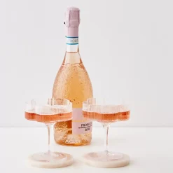 Online Ribbed Flower Champagne Glass Set Of 2 Wine Glasses