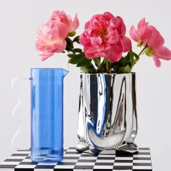Hot Ribbed Glass Jug Blue Jugs & Carafes
