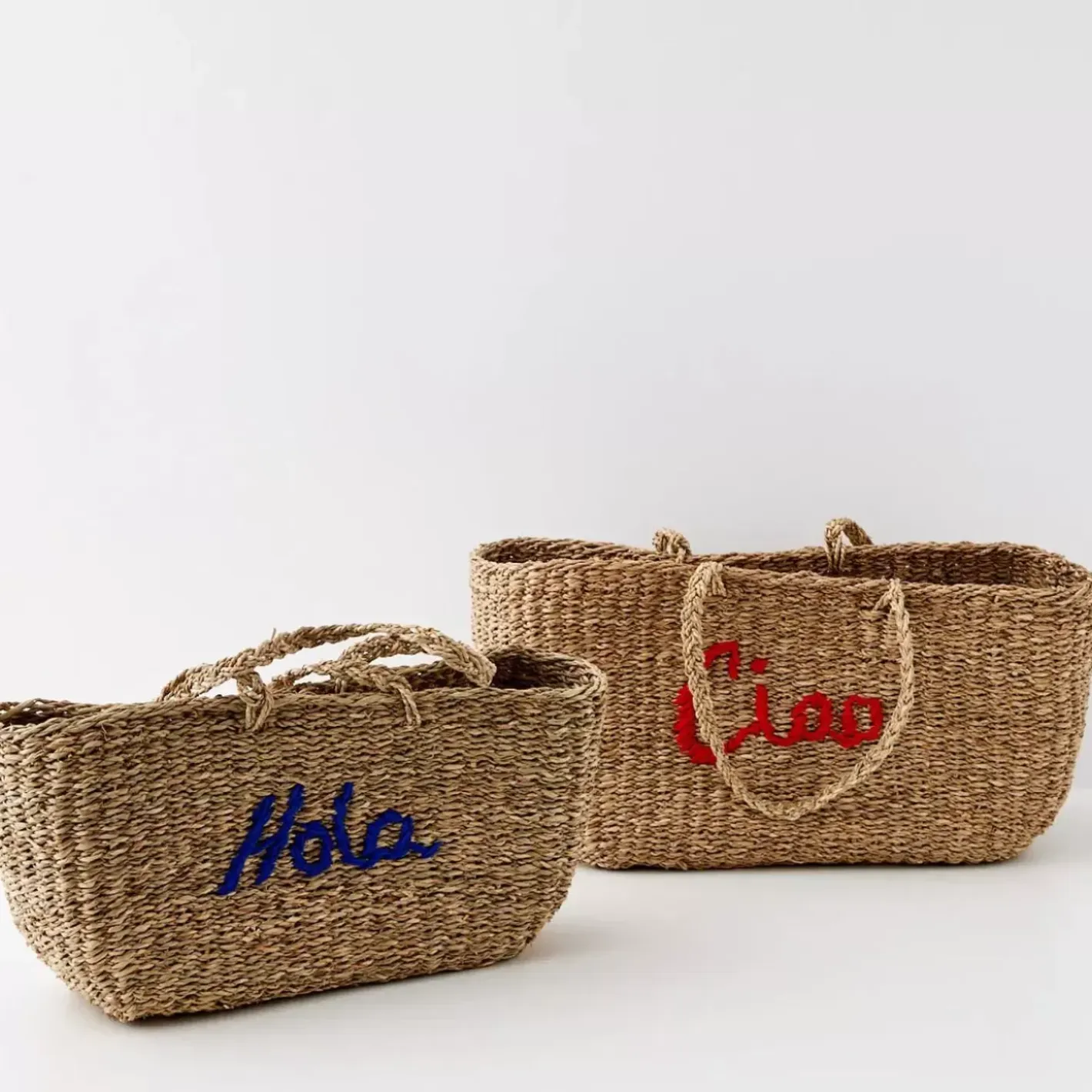 Discount Riviera Rattan Basket Shopper Set Decorative Objects & Trays