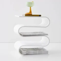 New S Bend Acrylic Side Table White Furniture