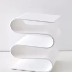 New S Bend Acrylic Side Table White Furniture
