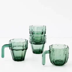 Discount Saguaro Cactus Glass Set Of 4 Green Drinkware